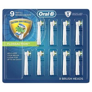 genuine original oral-b braun floss action replacement rechargeable toothbrush heads refill (9 count)