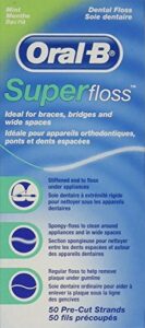 oral-b super floss mint dental floss pre-cut strands 50 ea (pack of 6)