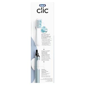 Oral-B Clic Manual Toothbrush (Aqua) with 2 Replaceable Brush Heads and Magnetic Brush Mount