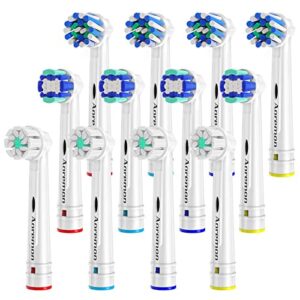 aoremon toothbrush heads compatible with oral b braun electric toothbrush precision clean cross action pro gumcare 7000 1000 3000 5000 9600, 12 pack