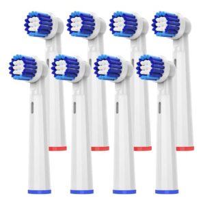 toothbrush heads compatible with oral b, 8 pack professional electric toothbrush replacement heads medium soft dupont bristles precision clean brush heads refills