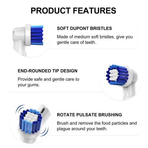 Toothbrush Heads Compatible with Oral B, 8 Pack Professional Electric Toothbrush Replacement Heads Medium Soft Dupont Bristles Precision Clean Brush Heads Refills