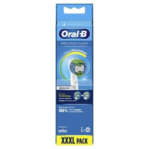 oral-b precision clean electric toothbrush heads, pack of 10 with cleanmaximise technology, removes up to 100% extra plaque white
