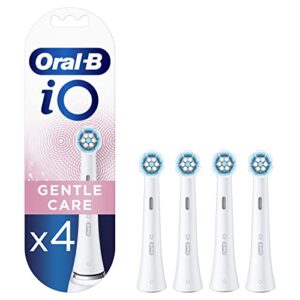 oral-b io gentle care electric toothbrush head, twisted & angled bristles for deeper plaque removal, pack of 4, suitable for mailbox, white