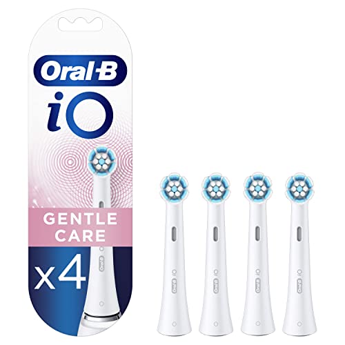 Oral-B iO Gentle Care Electric Toothbrush Head, Twisted & Angled Bristles for Deeper Plaque Removal, Pack of 4, Suitable for Mailbox, White