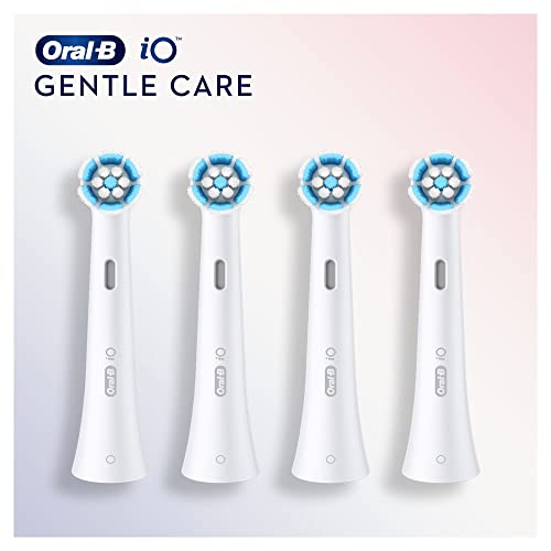 Oral-B iO Gentle Care Electric Toothbrush Head, Twisted & Angled Bristles for Deeper Plaque Removal, Pack of 4, Suitable for Mailbox, White