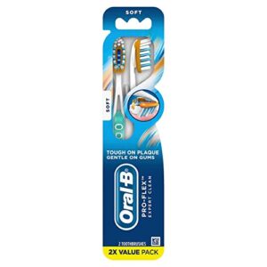 oral-b pro-health clinical pro-flex toothbrush with flexing sides, 40s, soft, 2 count (color may vary)