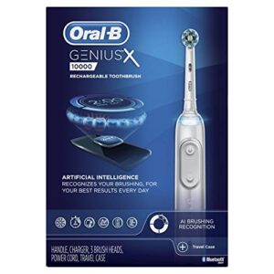 Oral-B GENIUS X Electric Toothbrush with 3 Oral-B Replacement Brush Heads and Toothbrush Case, White (Packaging May Vary)