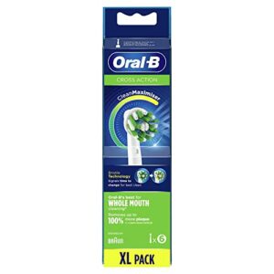 oral-b crossaction toothbrush head with cleanmaximiser technology, pack of 6 counts, 33 g