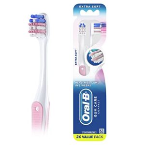 oral-b gum care sensitive toothbrushes, extra soft, 2 count