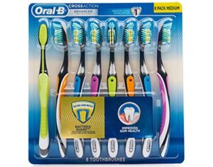 oral b oral-b cross action advanced toothbrush with bacteria guard bristles, 8 pack,, 8count ()