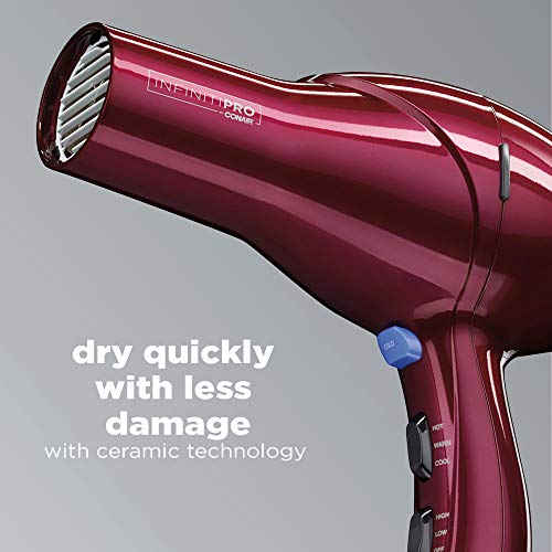 INFINITIPRO BY CONAIR Hair Dryer, 1875W Salon Performance AC Motor Hair Dryer, Conair Blow Dryer, Burgundy