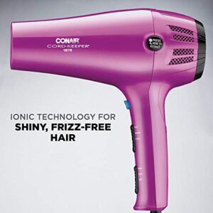 Conair Hair Dryer with Retractable Cord, 1875W Cord-Keeper Blow Dryer