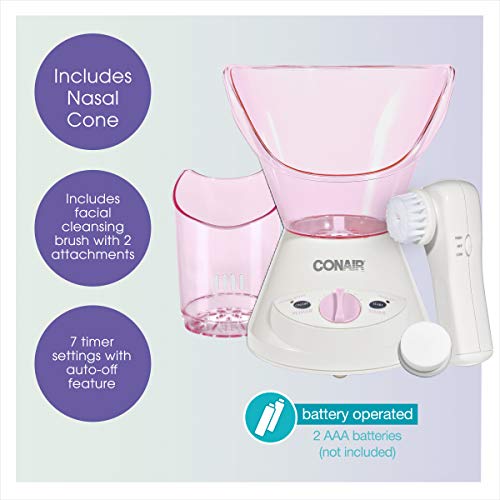 True Glow by Conair Gentle Mist Moisturizing Facial Steamer with Cleansing Brush