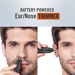 ConairMan Ear and Nose Hair Trimmer for Men, Cordless Battery-Powered Trimmer with Detail and Shaver Attachments, Patent 360 Bevel Blade for No Pull, No Snag Trimming Experience