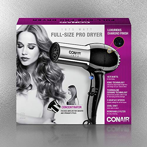 Conair Hair Dryer, 1875W Full Size Hair Dryer with Ionic Conditioning, Blow Dryer