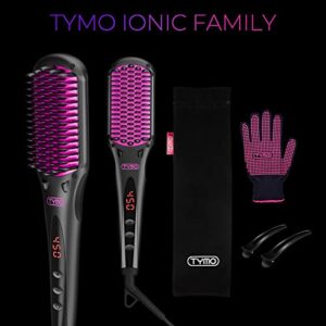 TYMO lonic Hair Straightener Brush | Enhanced Straightening Brush with 16 Temps | Anti Frizz Hot Brush to Smooth Hair | Anti-Scald Safety Design & Easy to Use for Women | Dual Voltage for Travel