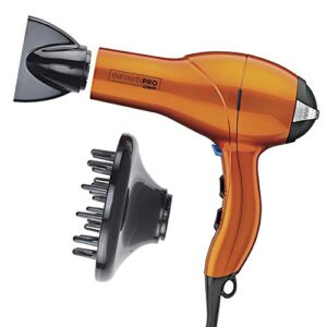 infinitipro by conair hair dryer, 1875w salon performance ac motor hair dryer, conair blow dryer, orange