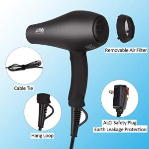 Infrared Hair Dryer, Ionic Salon Blow Dryers with Diffuser, Concentrator, Comb Attachment, 1875W Professional Fast Drying Quiet Hairdryer for Normal & Curly Hair