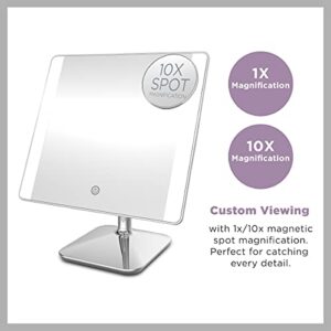 Conair Reflections LED Lighted Social Media Makeup Mirror, 1x/10x Magnification Spot Mirror, with Phone Holder, Polished Chrome finish