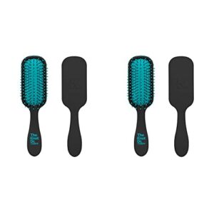 the knot dr. for conair mini hair brush, wet and dry detangler with storage case, removes knots and tangles, for all hair types, blue (pack of 2)