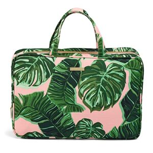 conair travel makeup bag, large toiletry and cosmetic bag with internal organizer, perfect for weekend getaways or long vacations, weekender shape in pink palm print