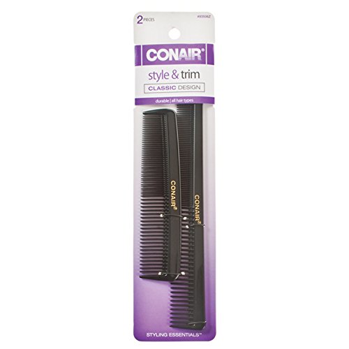 Conair Hard Rubber Pocket and Barber Comb 2 ea