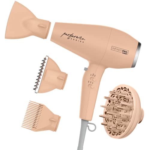 INFINITIPRO by CONAIR Performa Series Hair Dryer with Diffuser Plus 3 Other Attachments, 1875W Blow Dryer with Professional Performance Motor