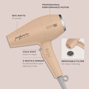 INFINITIPRO by CONAIR Performa Series Hair Dryer with Diffuser Plus 3 Other Attachments, 1875W Blow Dryer with Professional Performance Motor