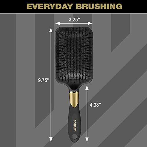 Conair Velvet Touch Hairbrush for Thick Hair, Detangler Brush with Nylon Bristles, Color May Vary, 1 Count