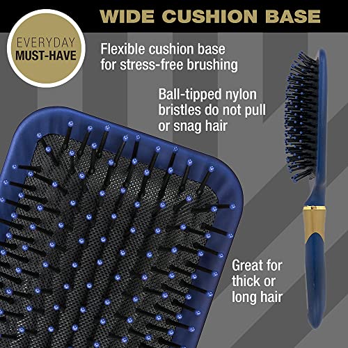 Conair Velvet Touch Hairbrush for Thick Hair, Detangler Brush with Nylon Bristles, Color May Vary, 1 Count