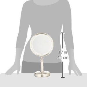 Conair Reflections Double-Sided LED Lighted Tabletop Mount Vanity Makeup Mirror, 1x/10x magnification, Satin Nickel