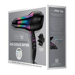 INFINITIPRO BY CONAIR Hair Dryer, 1875W Ion Choice Hair Dryer - Turn Ions ON for Smooth, Shiny Hair and OFF for More Fullness and Volume