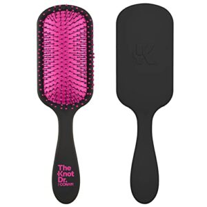 the knot dr. for conair hair brush, wet and dry detangler with storage case, removes knots and tangles, for all hair types, pink