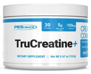 pescience trucreatine+, pure creatine monohydrate and elevatp powder, 30 servings