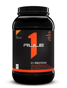 rule one proteins, r1 protein – lightly salted caramel, 25g fast-acting, super-pure 100% isolate and hydrolysate protein powder with 6g bcaas for muscle growth and recovery, 2lbs