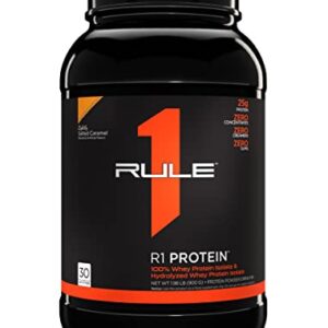 Rule One Proteins, R1 Protein - Lightly Salted Caramel, 25g Fast-Acting, Super-Pure 100% Isolate and Hydrolysate Protein Powder with 6g BCAAs for Muscle Growth and Recovery, 2lbs