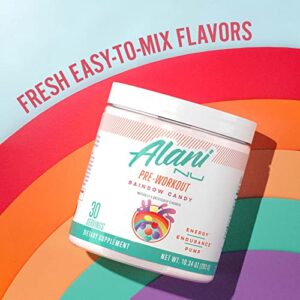 Alani Nu Pre Workout Supplement Powder for Energy, Endurance & Pump | Sugar Free | 200mg Caffeine | Formulated with Amino Acids Like L-Theanine to Prevent Crashing | Rainbow Candy, 30 Servings