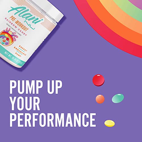 Alani Nu Pre Workout Supplement Powder for Energy, Endurance & Pump | Sugar Free | 200mg Caffeine | Formulated with Amino Acids Like L-Theanine to Prevent Crashing | Rainbow Candy, 30 Servings