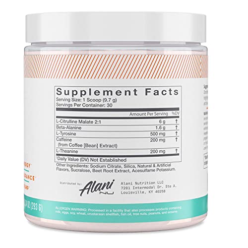 Alani Nu Pre Workout Supplement Powder for Energy, Endurance & Pump | Sugar Free | 200mg Caffeine | Formulated with Amino Acids Like L-Theanine to Prevent Crashing | Rainbow Candy, 30 Servings