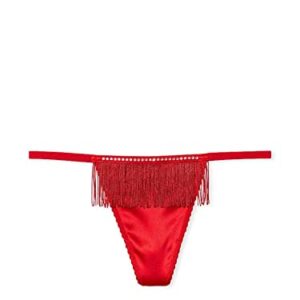 Victoria's Secret Very Sexy Fringe V-String Rhinestone Panty Color Red New (Medium)