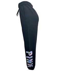 victoria’s secret pink fleece baggy campus sweatpants color black size x-small new