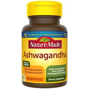 nature made ashwagandha capsules 125mg for stress support, 60 capsules, 60 day supply