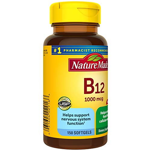 Nature Made Vitamin B12 1000 mcg, Dietary Supplement for Energy Metabolism Support, 150 Softgels, 150 Day Supply