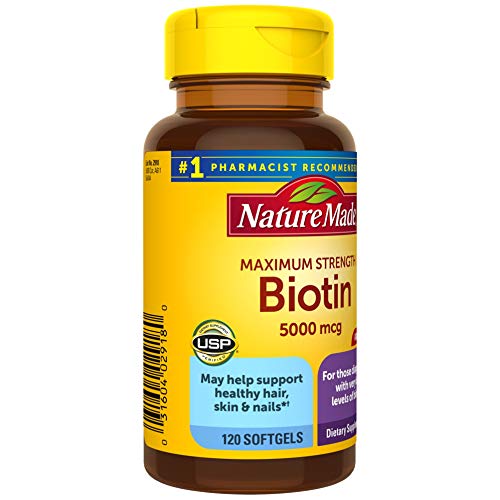 Nature Made Maximum Strength Biotin 5000 mcg, Dietary Supplement may help support Healthy Hair, Skin & Nails, 120 Softgels