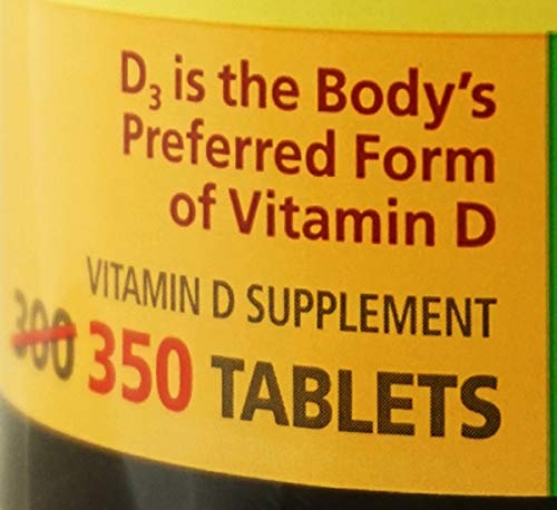 Nature Made Vitamin D3 Dietary Supplement Tablets, 1000IU, 350 count, Packaging May Vary