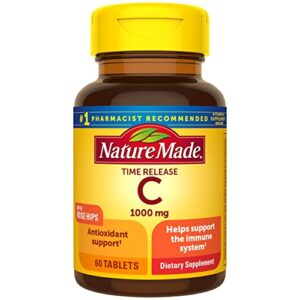 nature made vitamin c 1000 mg time release tablets with rose hips, 60 count to help support the immune system (pack of 3)