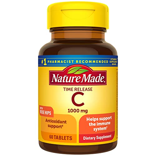 Nature Made Vitamin C 1000 mg Time Release Tablets with Rose Hips, 60 Count to Help Support the Immune System (Pack of 3)