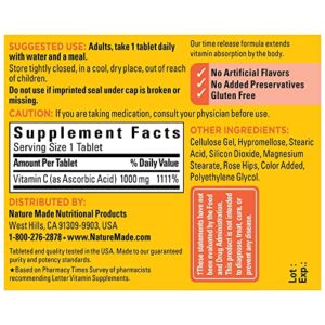 Nature Made Vitamin C 1000 mg Time Release Tablets with Rose Hips, 60 Count to Help Support the Immune System (Pack of 3)