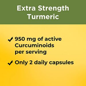 Nature Made Extra Strength Turmeric Curcumin with Black Pepper, 1000mg Turmeric extract (950mg Curcuminoids) per serving, Supports Healthy Inflammation Response, 60 Vegetarian Capsules, 30 Day Supply